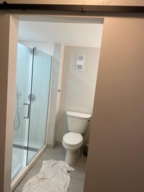 Bathroom with no door… I was told they’re still remodeling and our room wasn’t finished