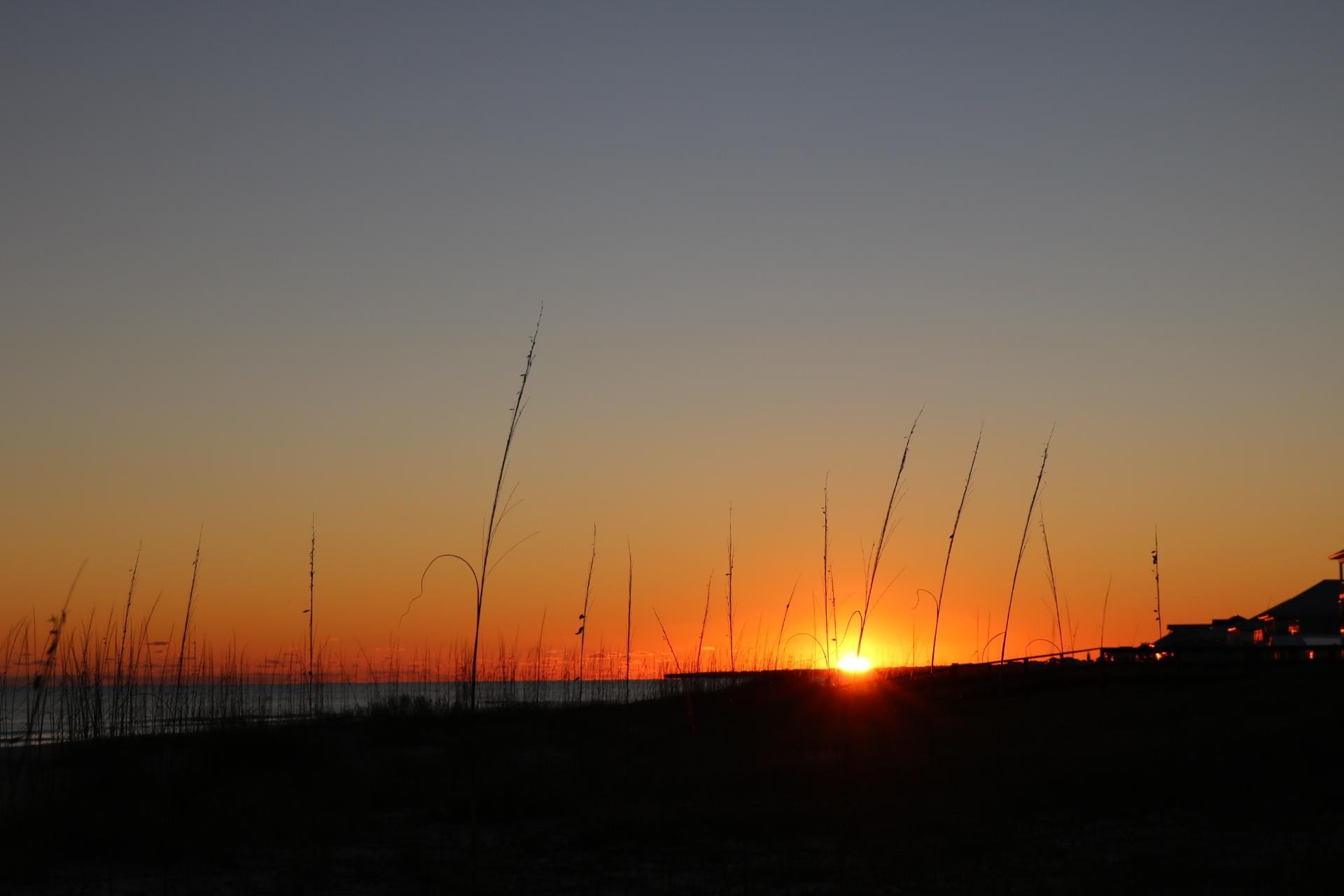 Sunset from the walkway to the beach