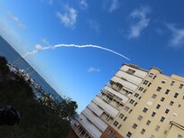 Artemis II launch view from the master bedroom balcony.