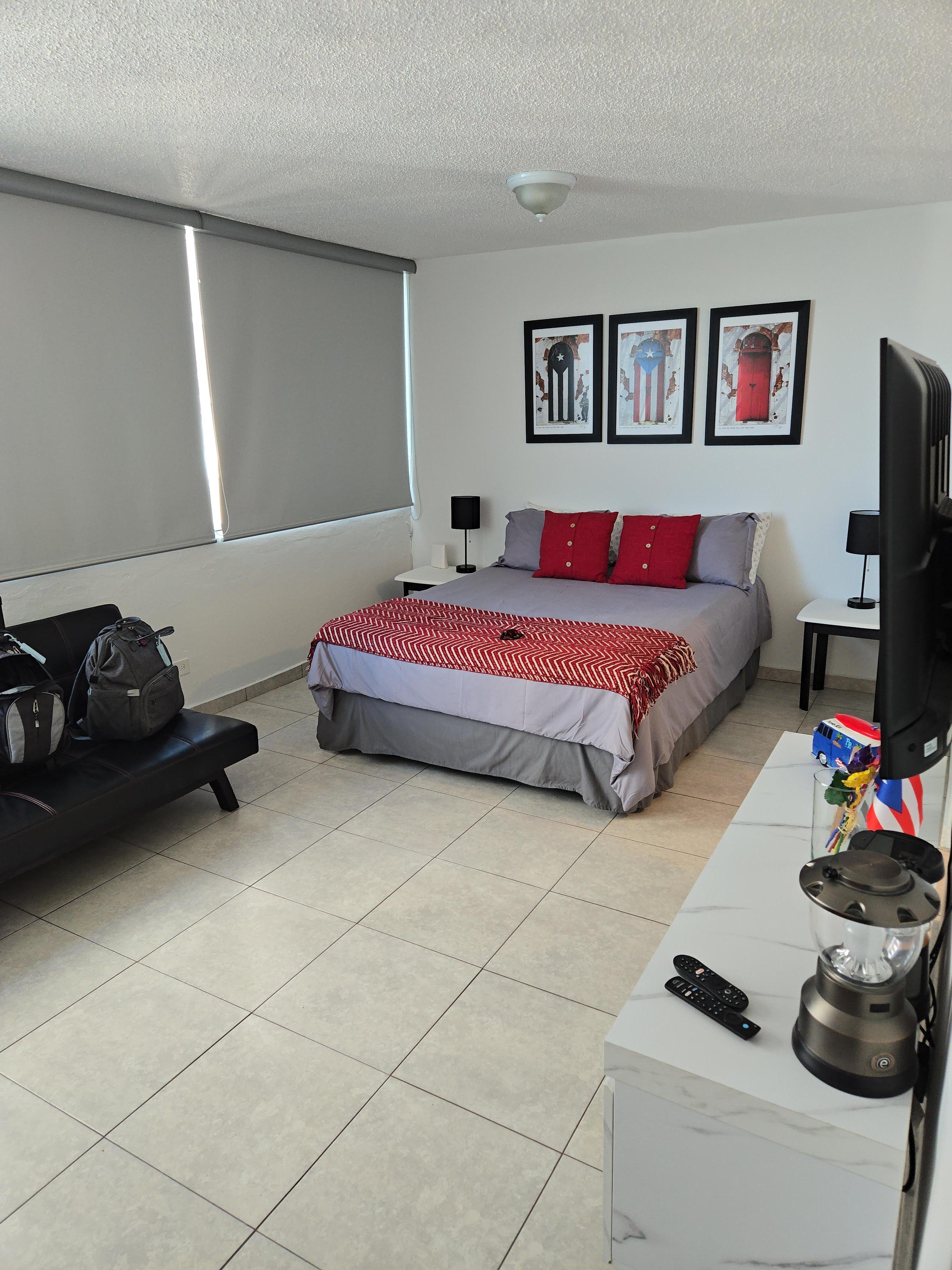 Bedroom with a queen bed and down pillows that were so comfortable.  