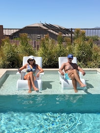 The pool was so relaxing. A shaded area with comfortable seating as well.