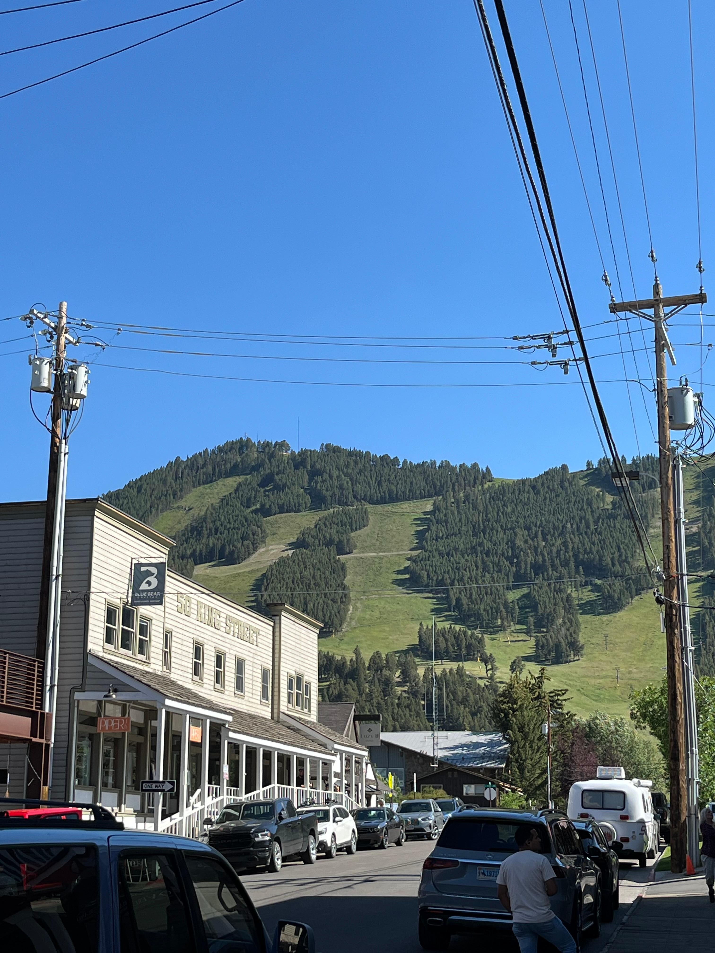 View of ski runs from downtown 