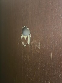 Fist size hole in bathroom door