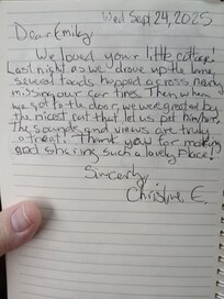 Note we left in the guestbook
