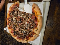 Pizza at Zig Zag inn oops.. missing 2 pieces. It's all gone now. Yum