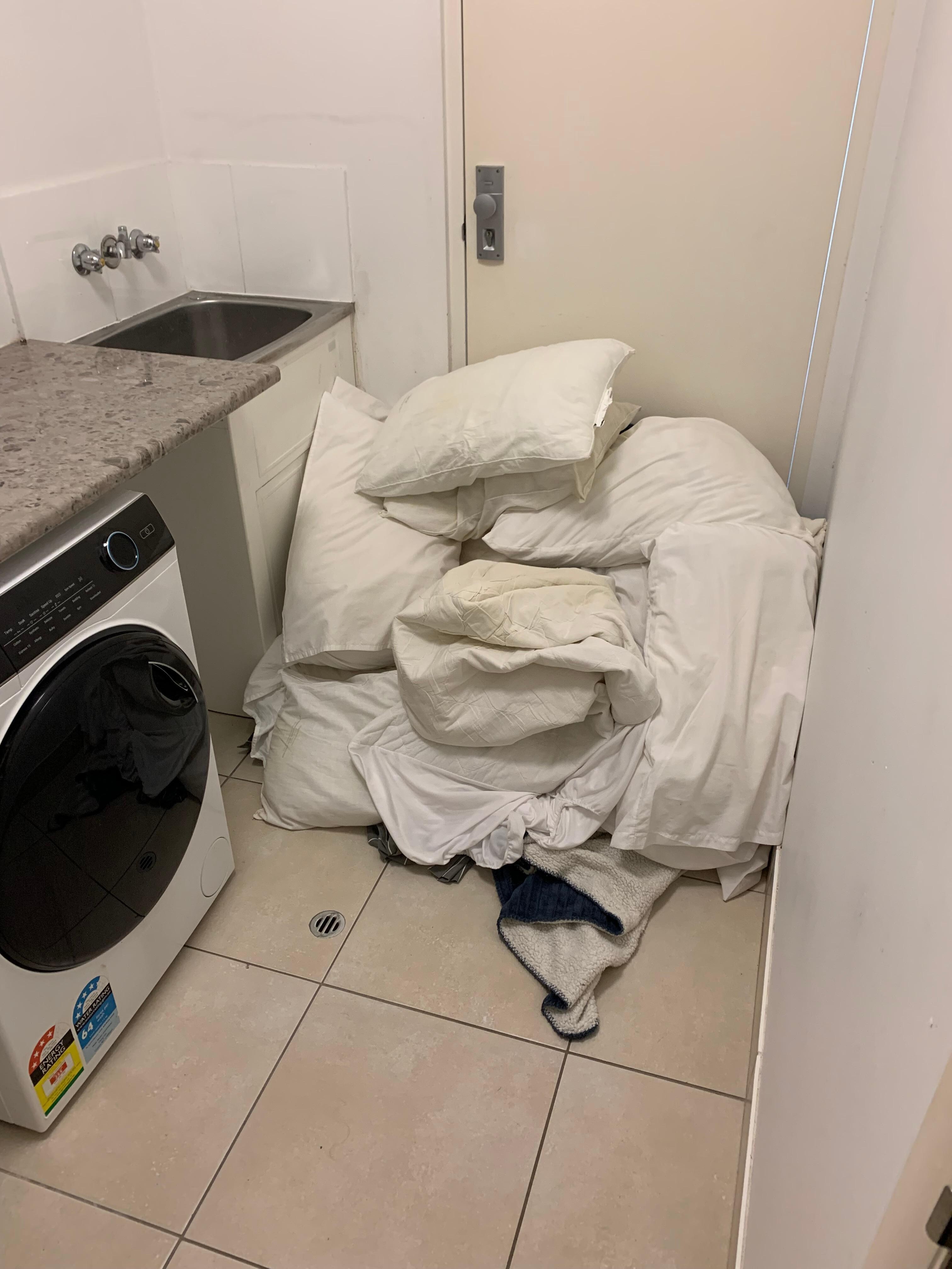 Laundry full off dirty smelly linen 