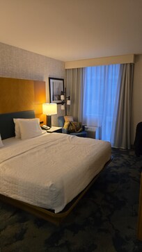 Room with king sized bed.