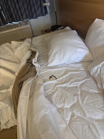 Broken necklace in bed