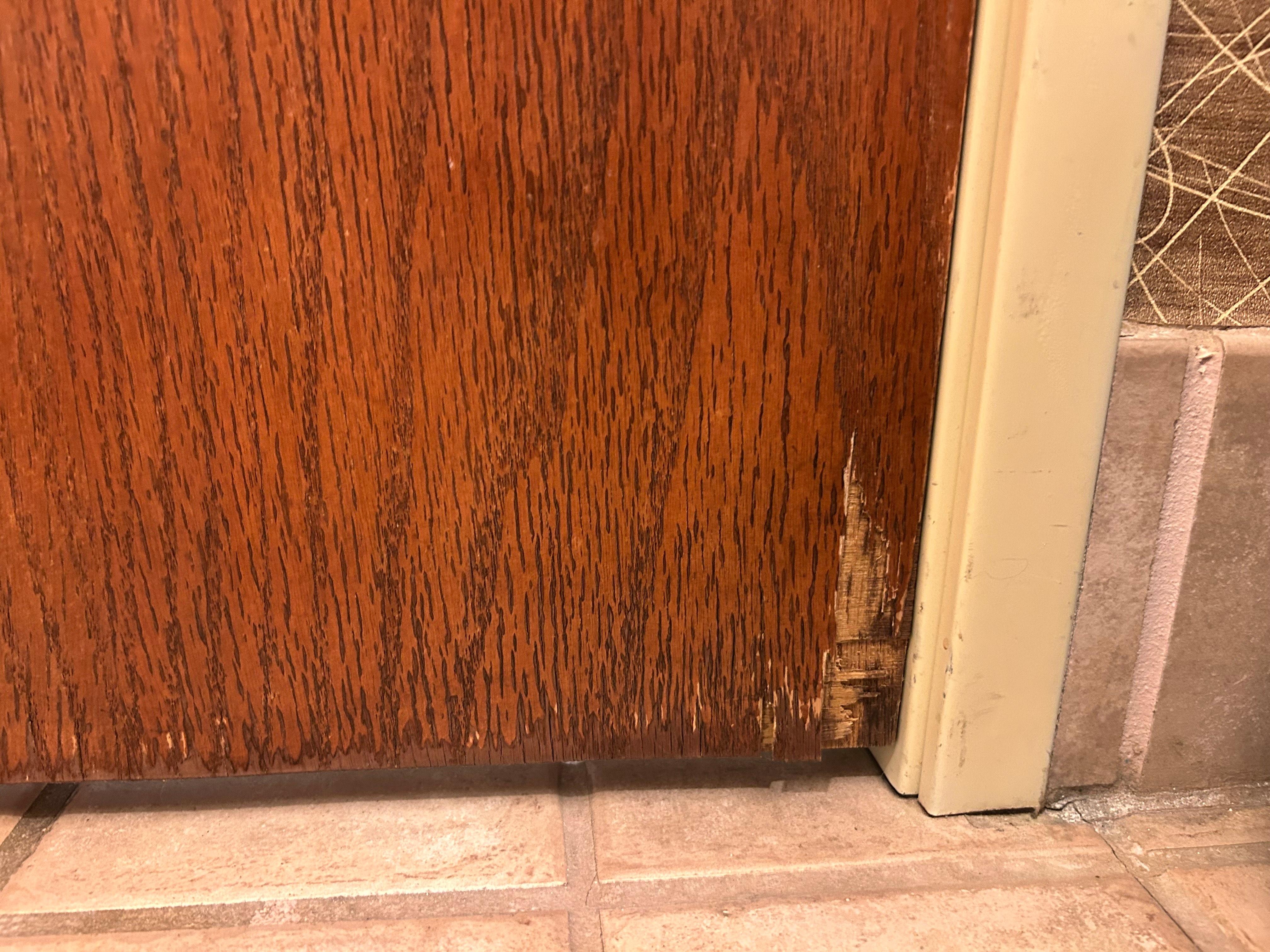 Broken wood trim on most doors