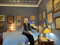 The Lincoln Room, with framed cross-stitch from 1729.