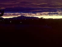 Sunset view with clouds over Pikes Peak