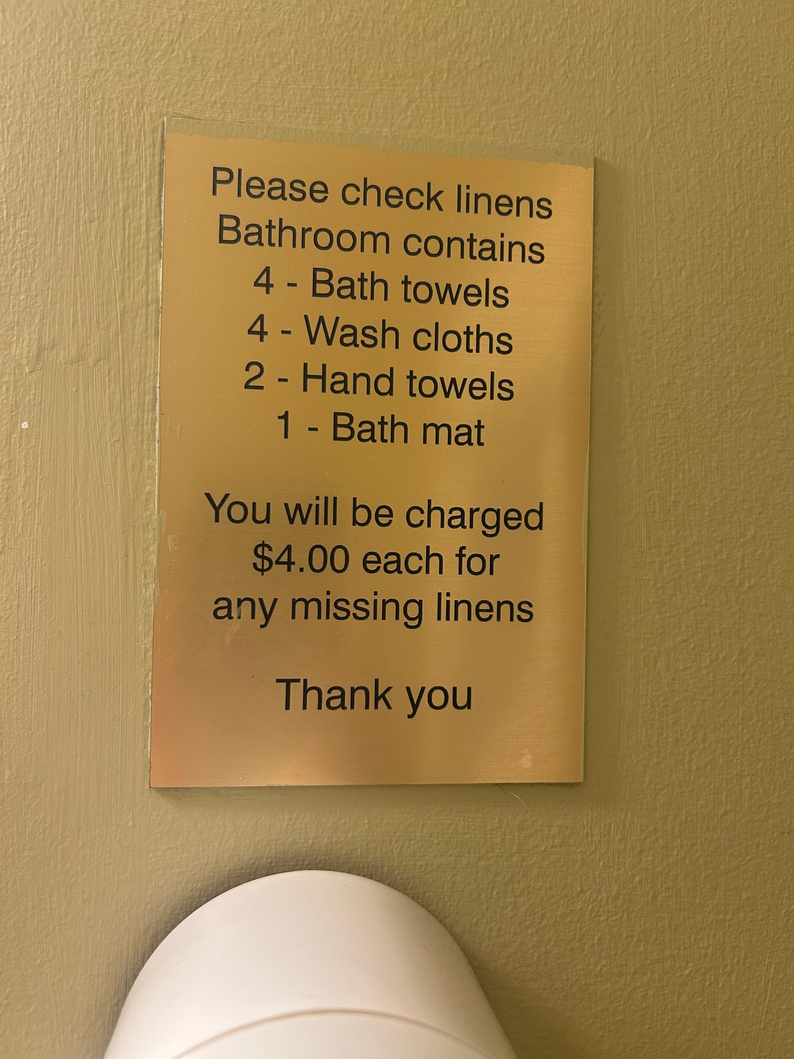 No one would steal the towels-trust me 