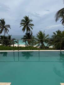 View of the pool down to the beach
