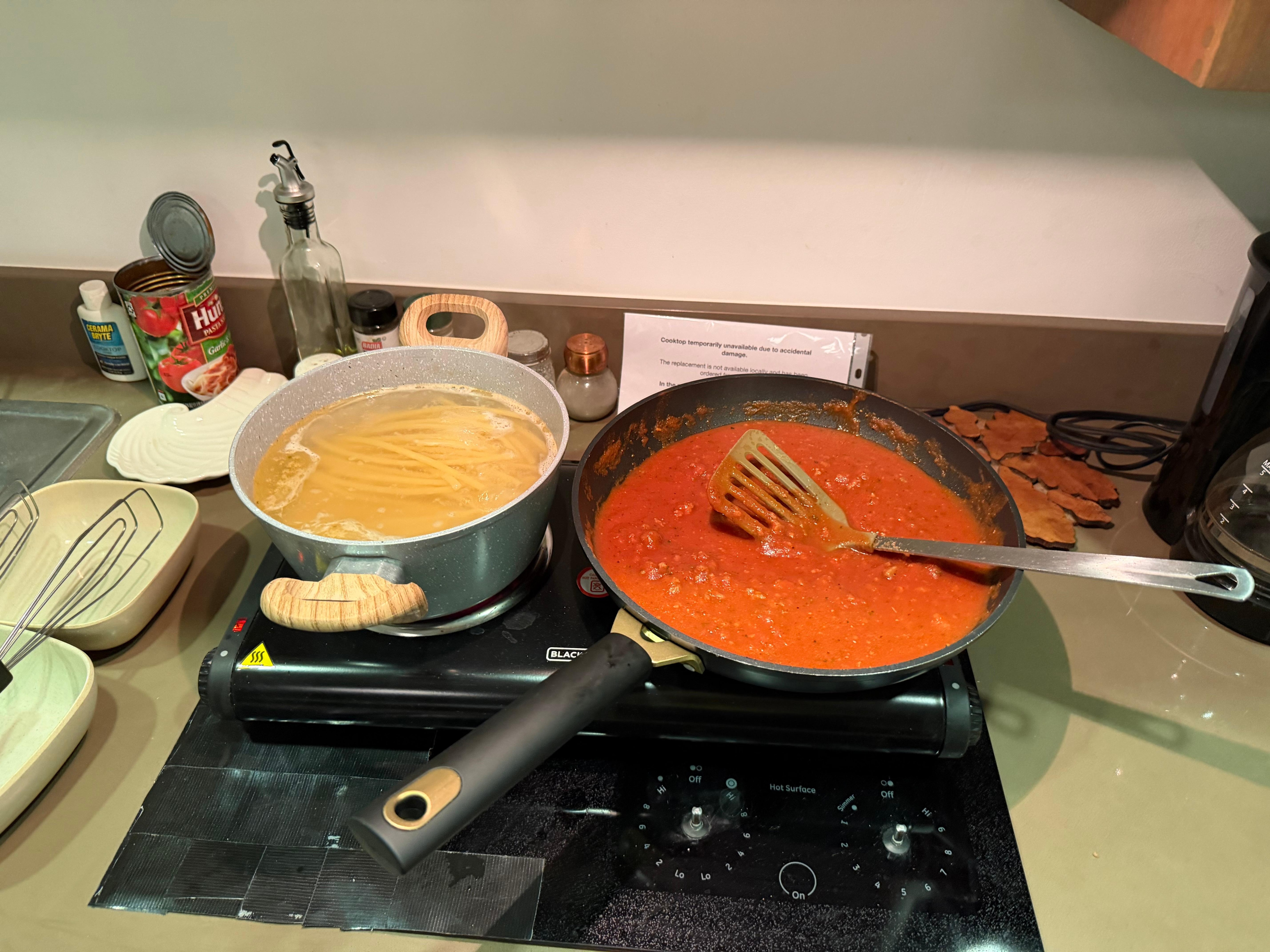 We made spaghetti one night. 