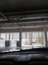 Parking garage by the hot tub