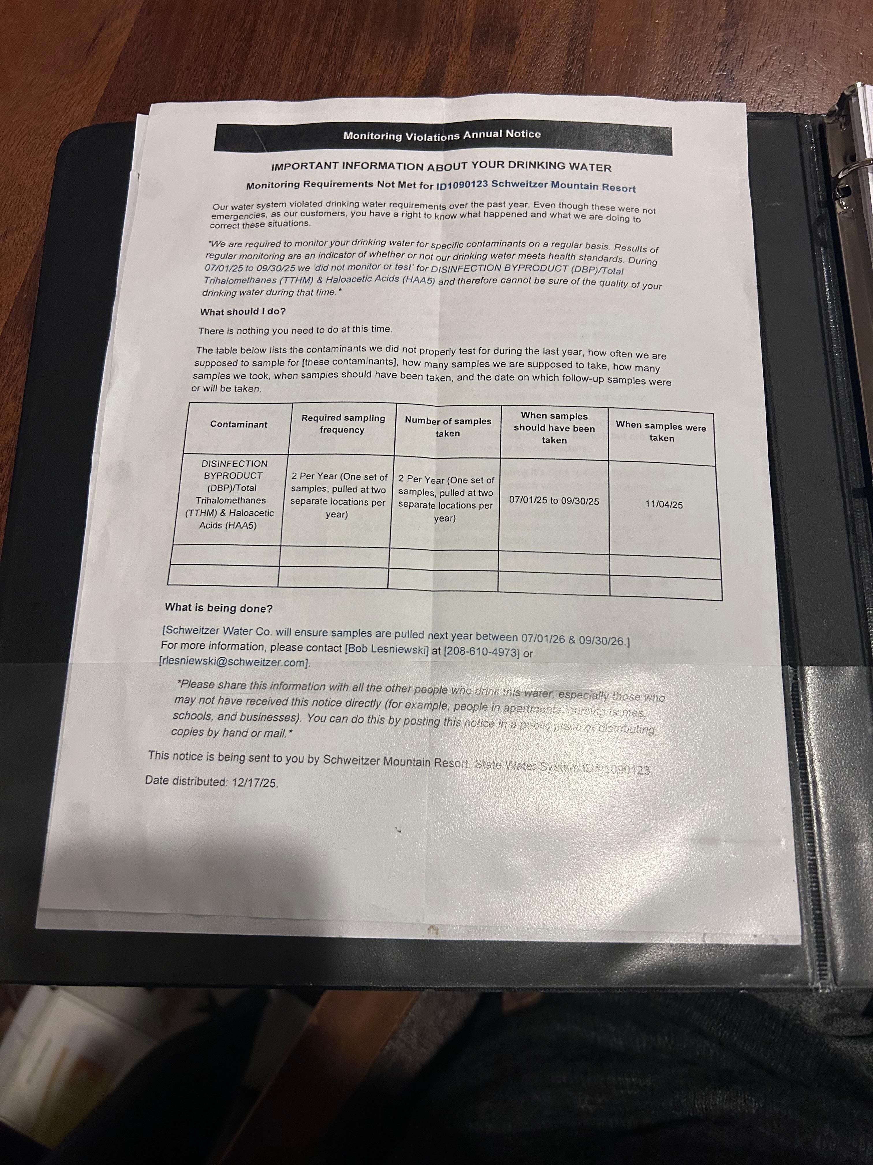 Drinking Water Warning