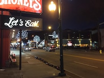 Looking up Parkway towards the Park.