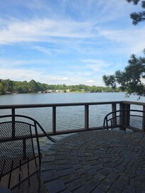 Sitting on top deck by the water