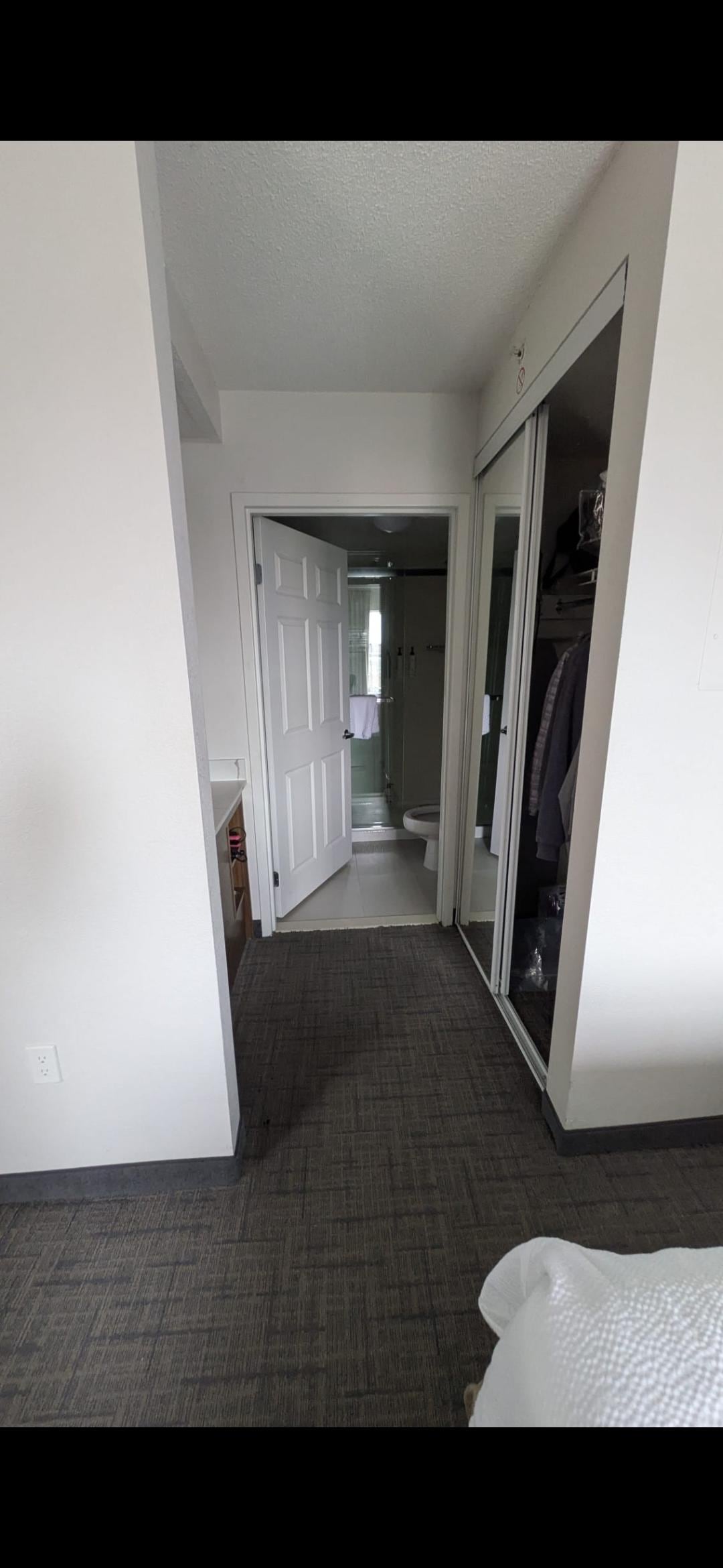 Love that the sink is outside the shower and toilet.