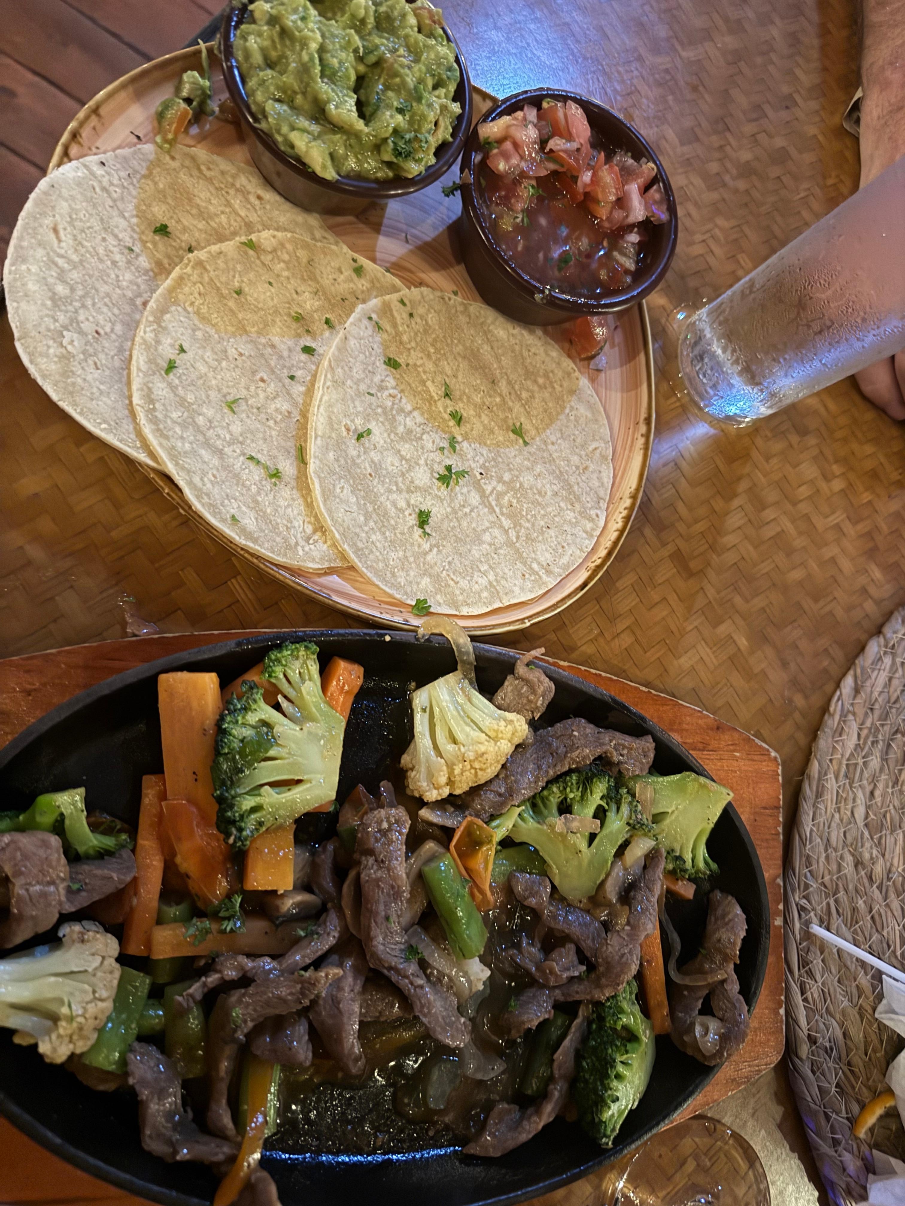 Beef fajitas from the restaurant 