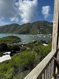 Looking out into Coral Bay from balcony