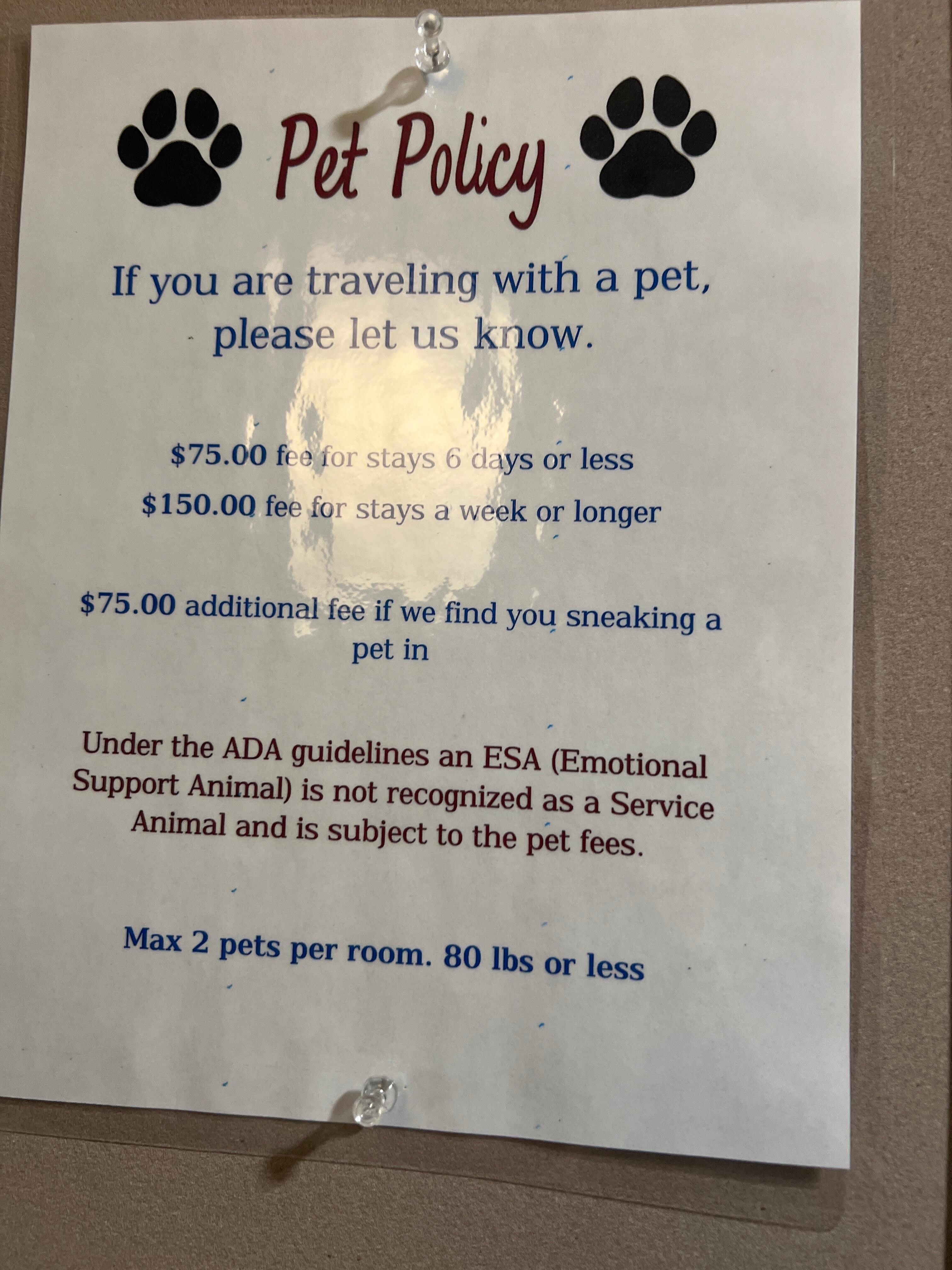 Poor pet policy when advertised as ‘pet friendly.’
