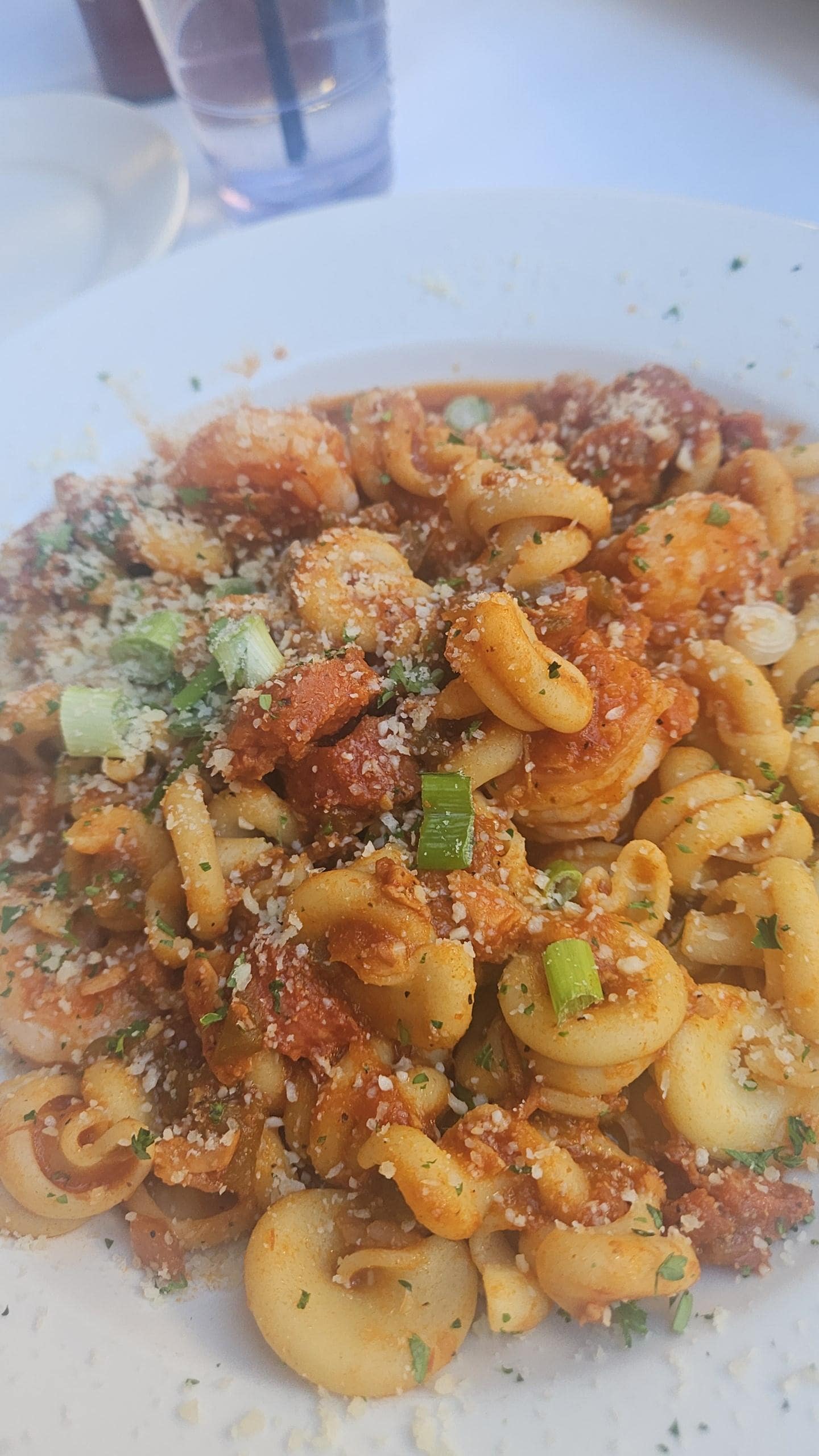 Creole Cookery! Shrimp and sausage pasta.