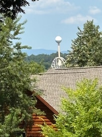 The Ferris wheel at the island is visible from the cabin.