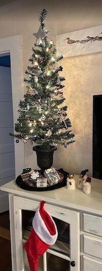 Christmas decorations were up for the holidays