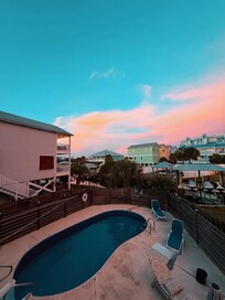 view of pool from deck