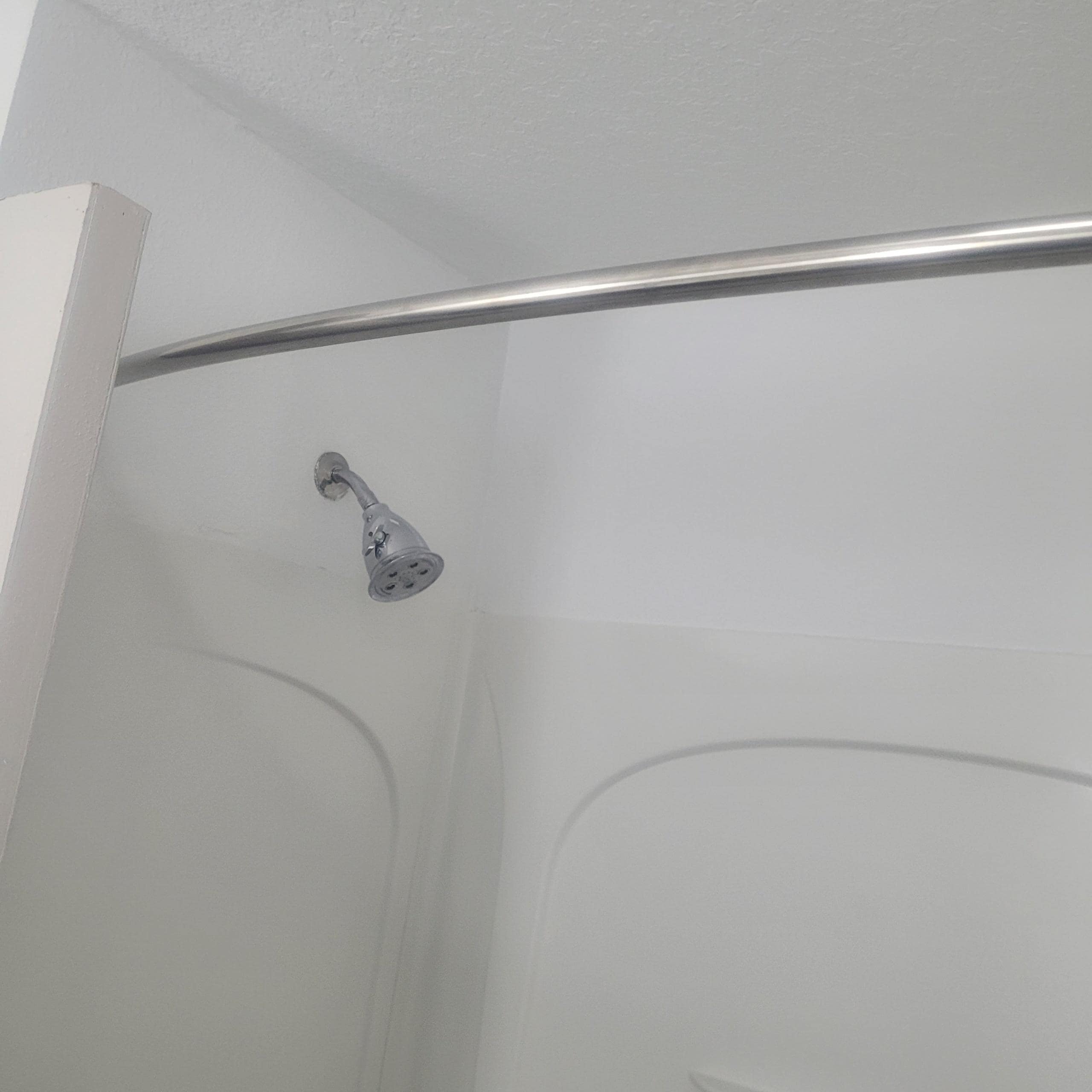 There was no shower curtain.