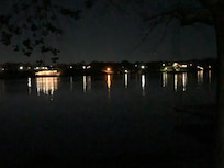 A night time view across the water.
