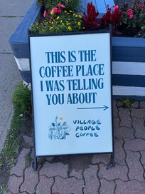 We loved this sign outside of the Highwheeler Café.