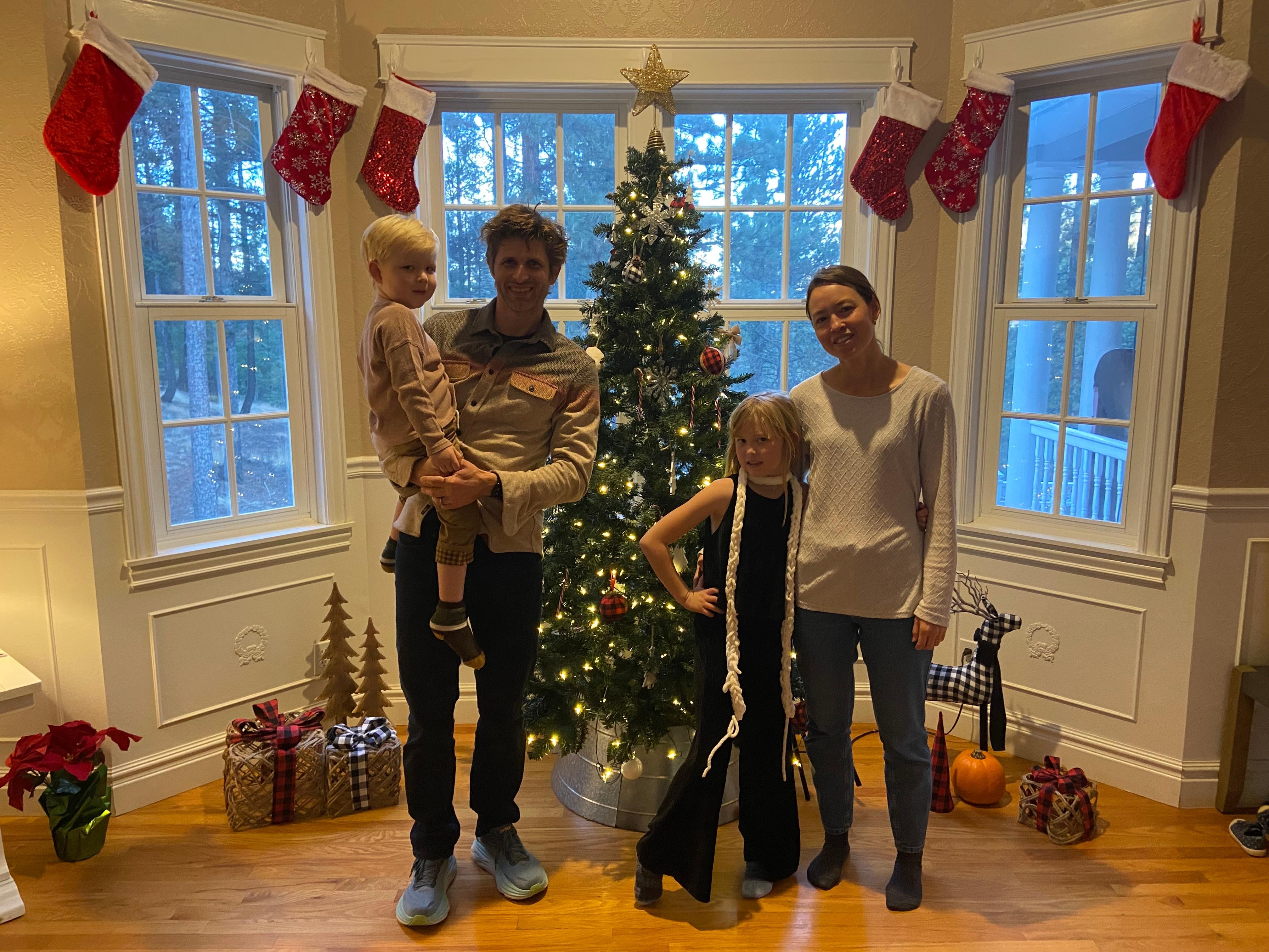 Christmas tree set up by the owners