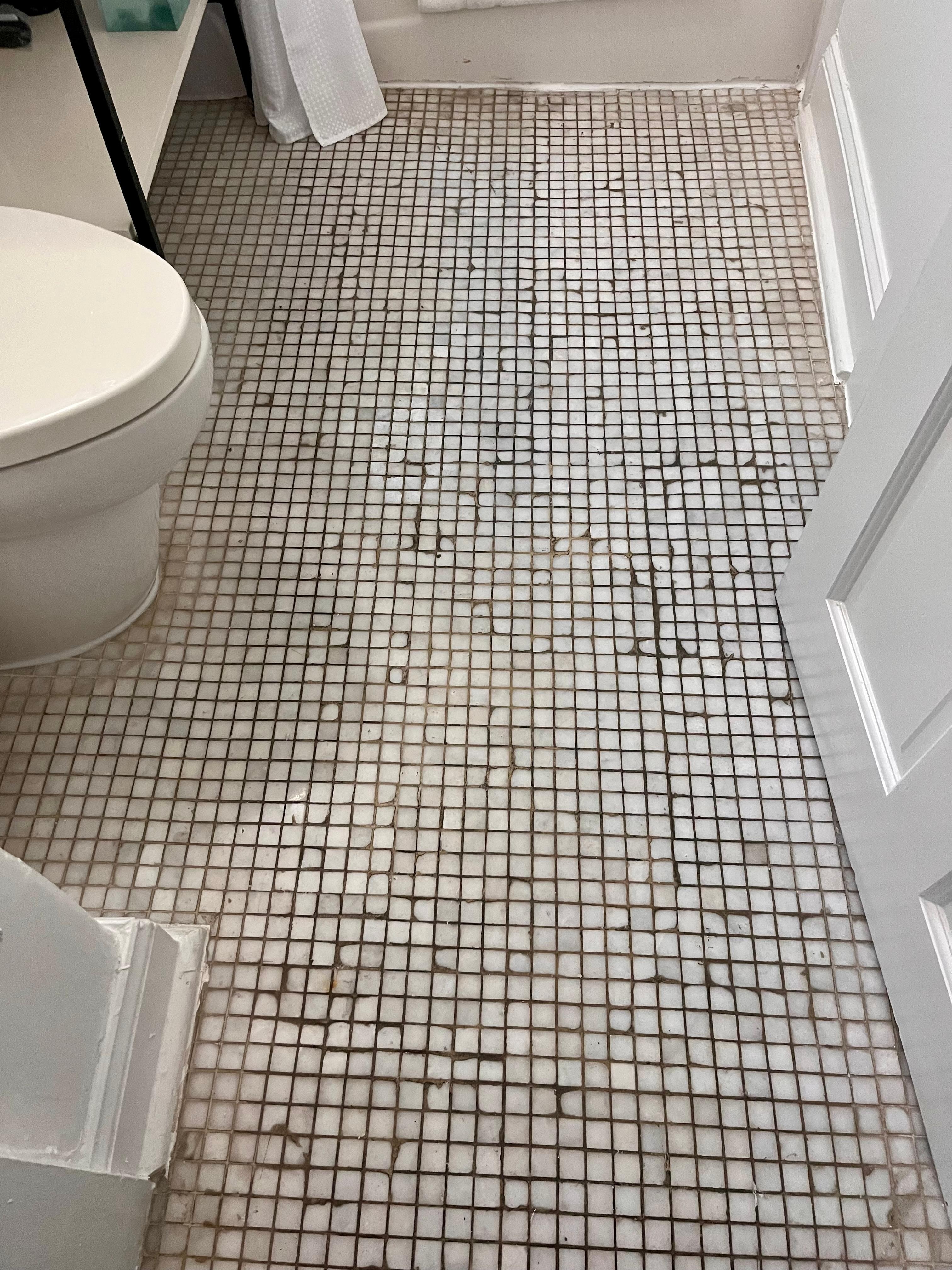 The bathroom tiles need to be replaced.