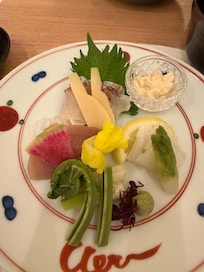 晚餐的生魚片很新鮮
