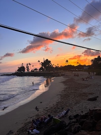 Brennecke Beach at sunset (4 mins from house)