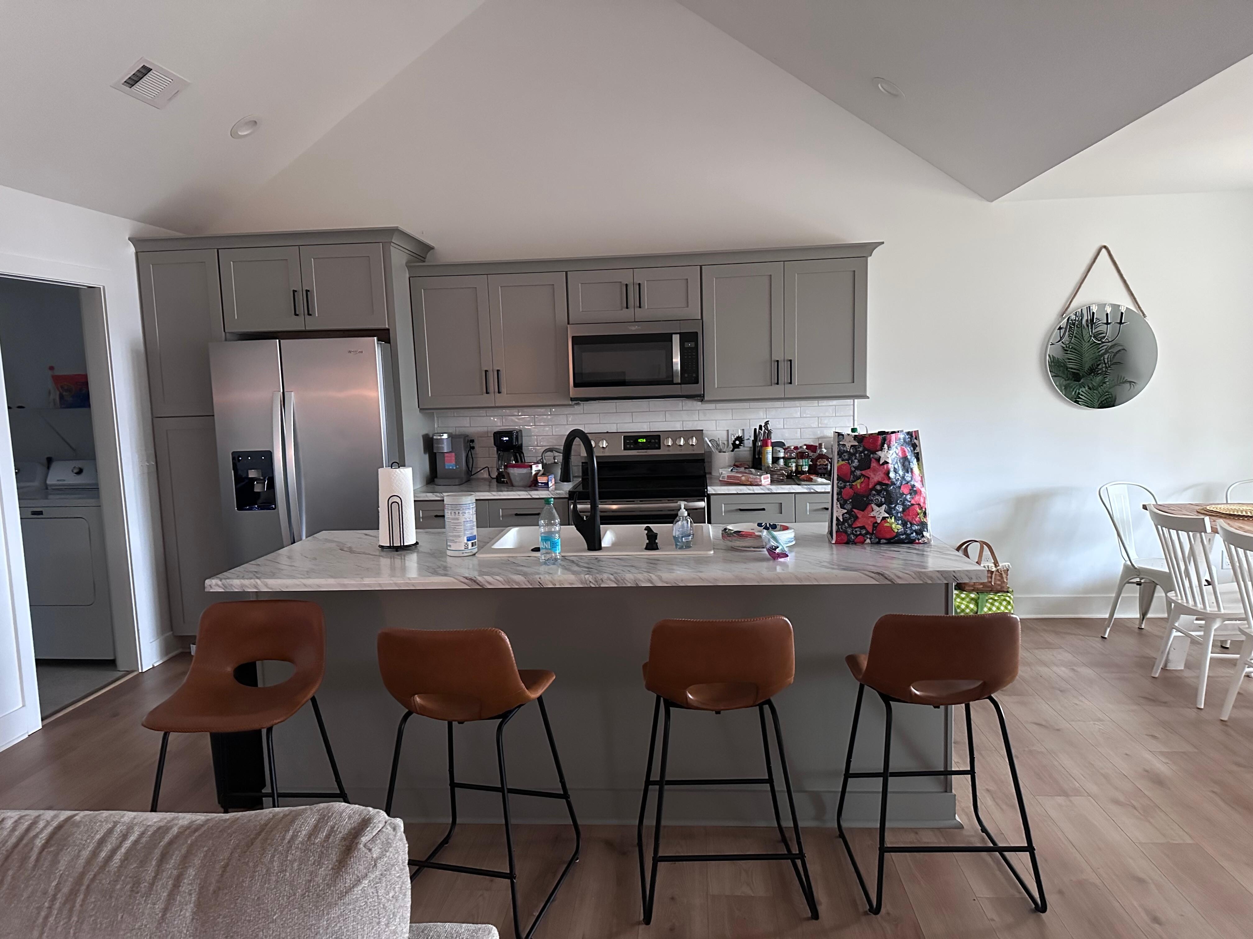 Big open kitchen so you’re part of the conversation while making dinner