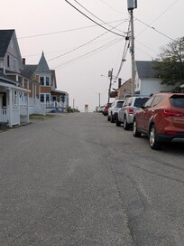 The view from the outside the cottage to the beach