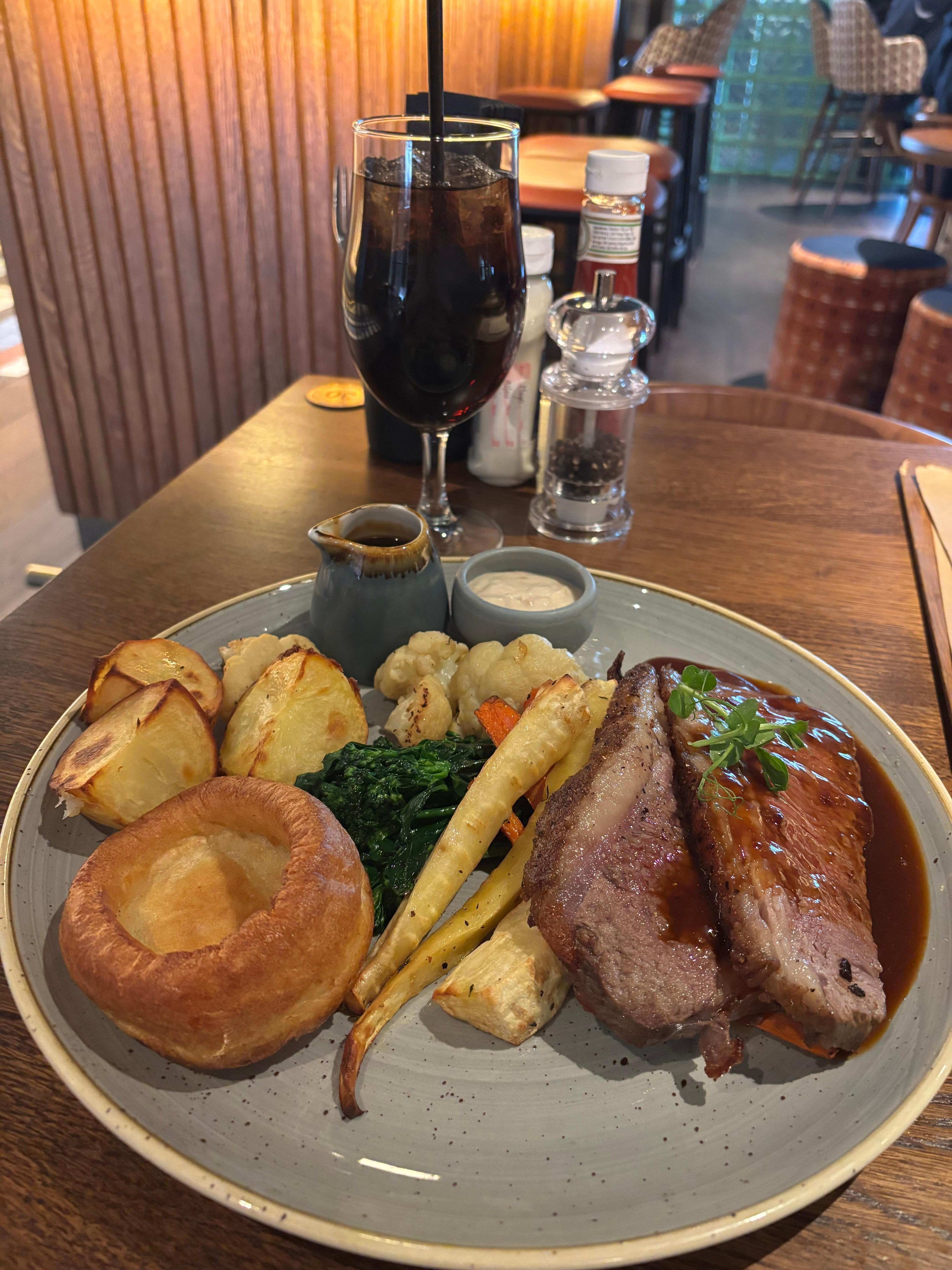 Sunday roast at the London pub (onsite)