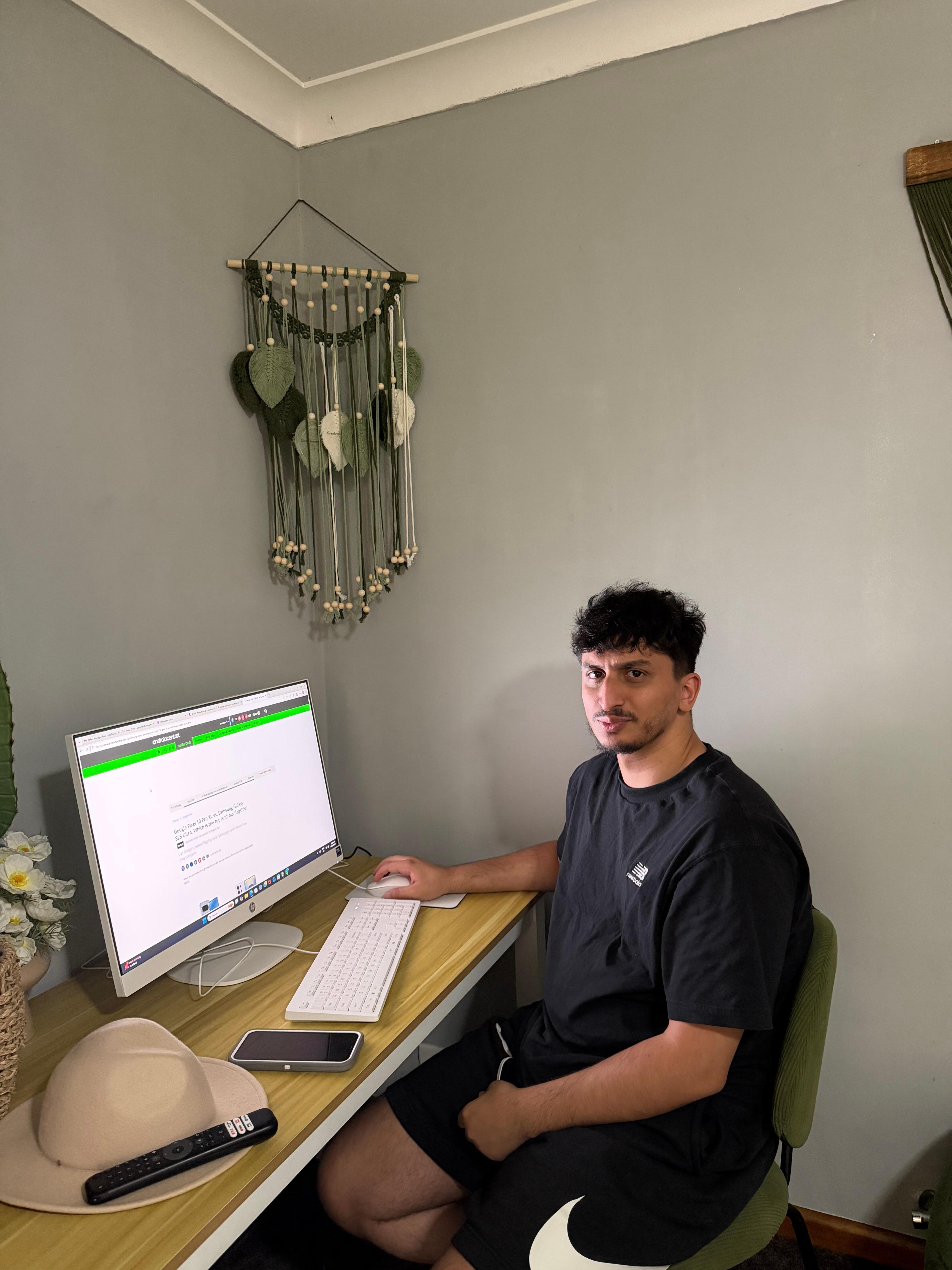 My son brought his computer to work, and the table made it a comfortable setup.