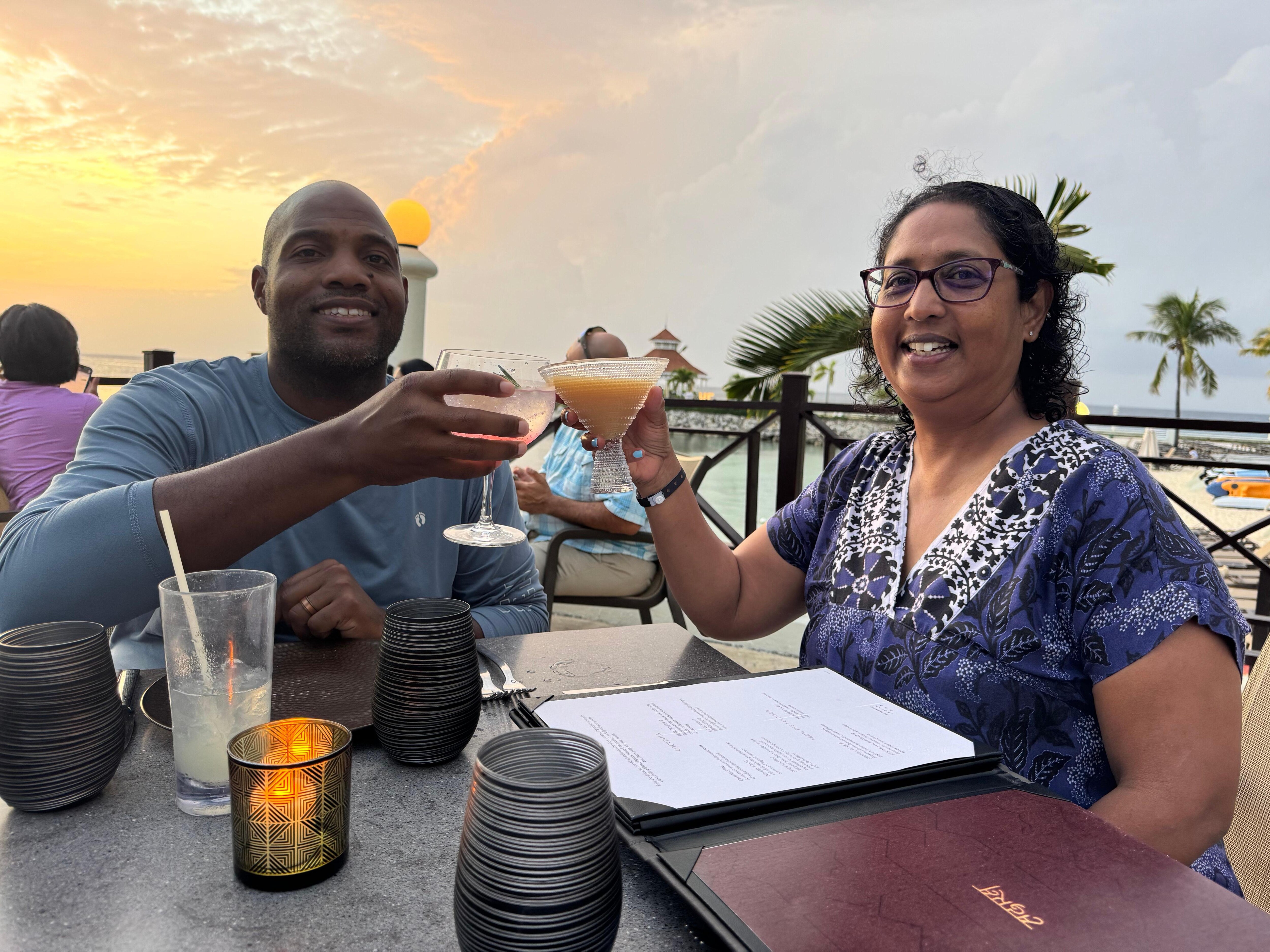 Beautiful sunset views at waterfront restaurants. 
