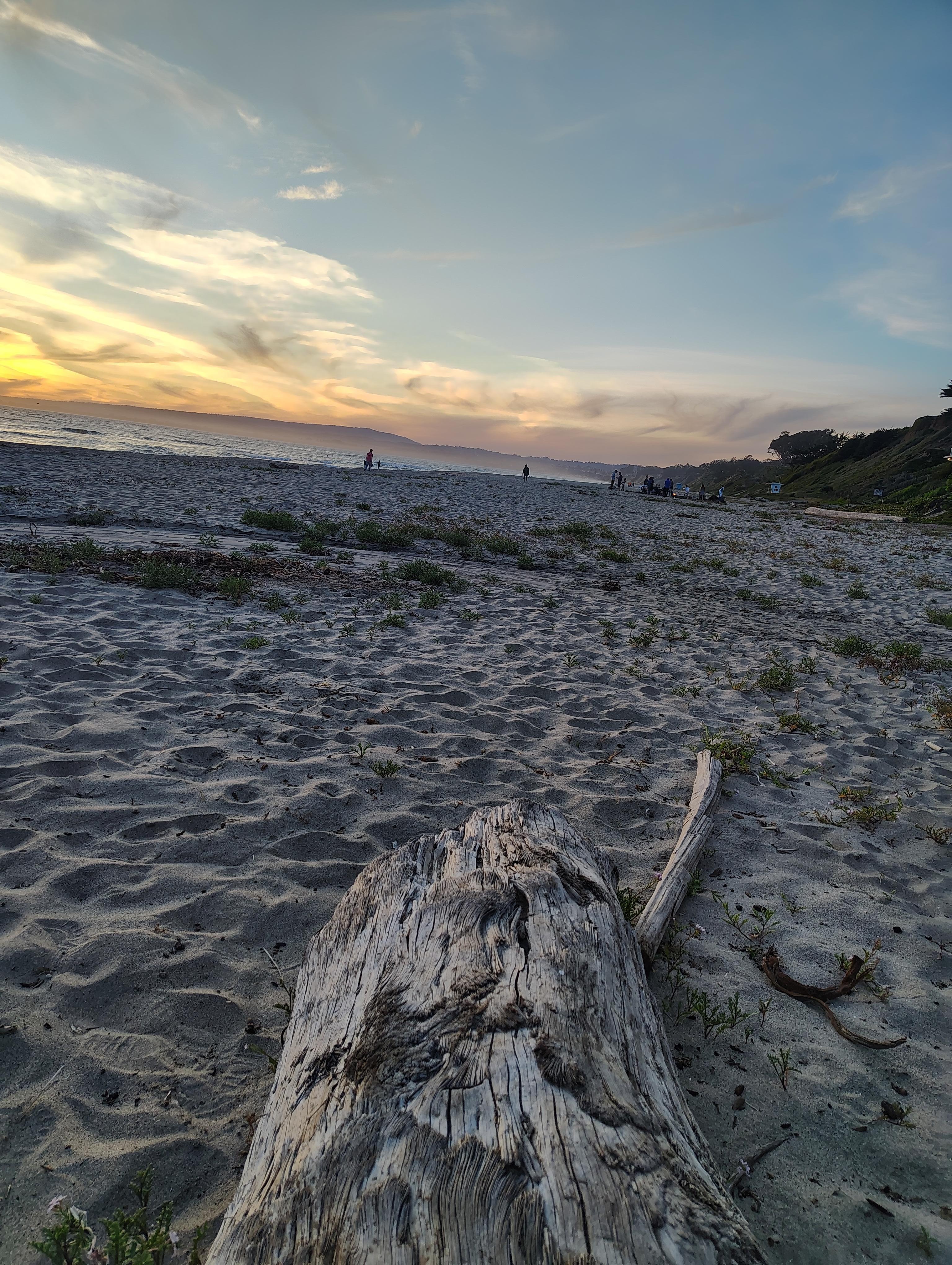 On the beach at sunset