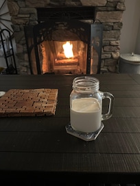 Relaxing by the fire