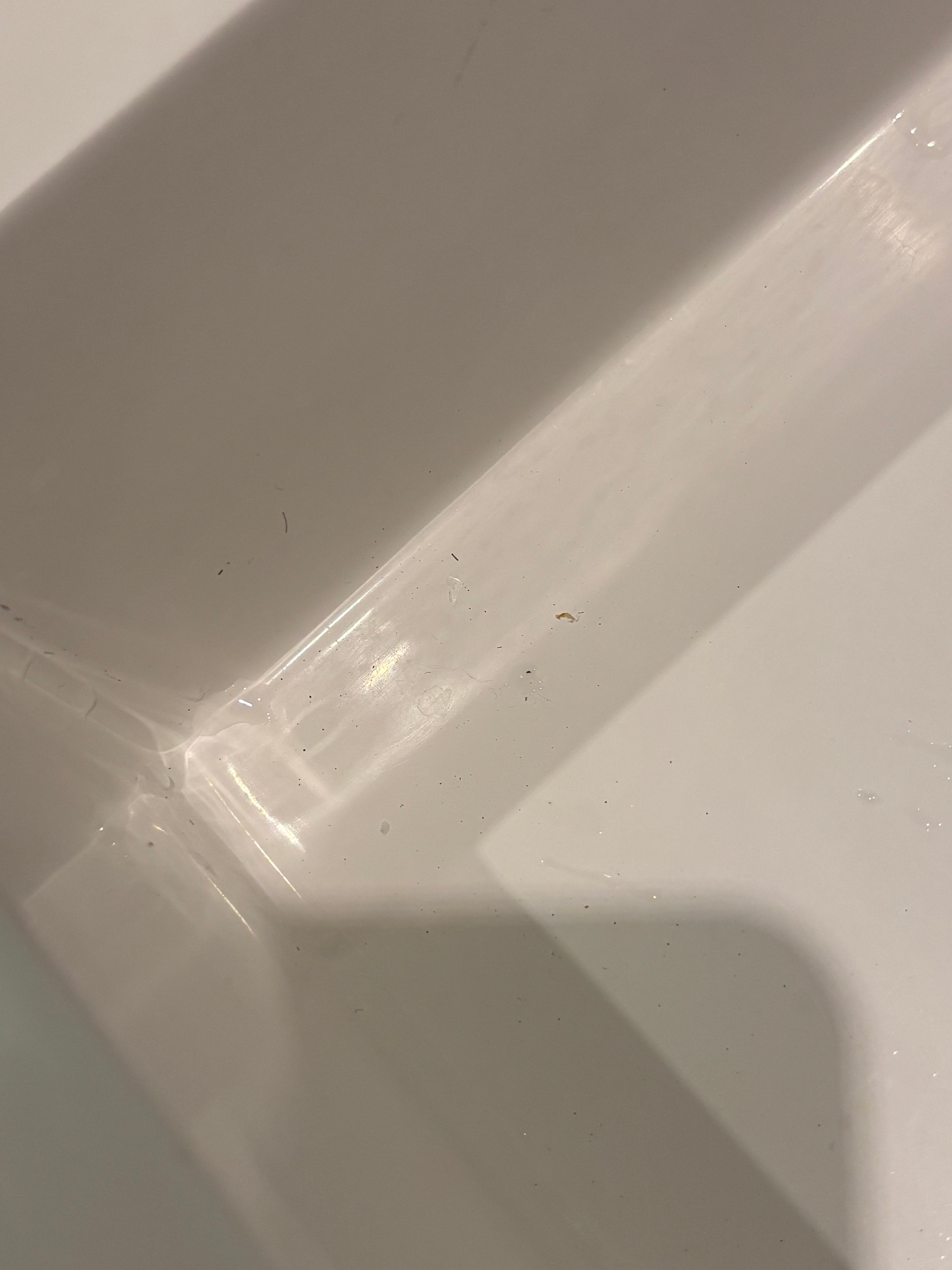 Dirty bathroom with hairs. 