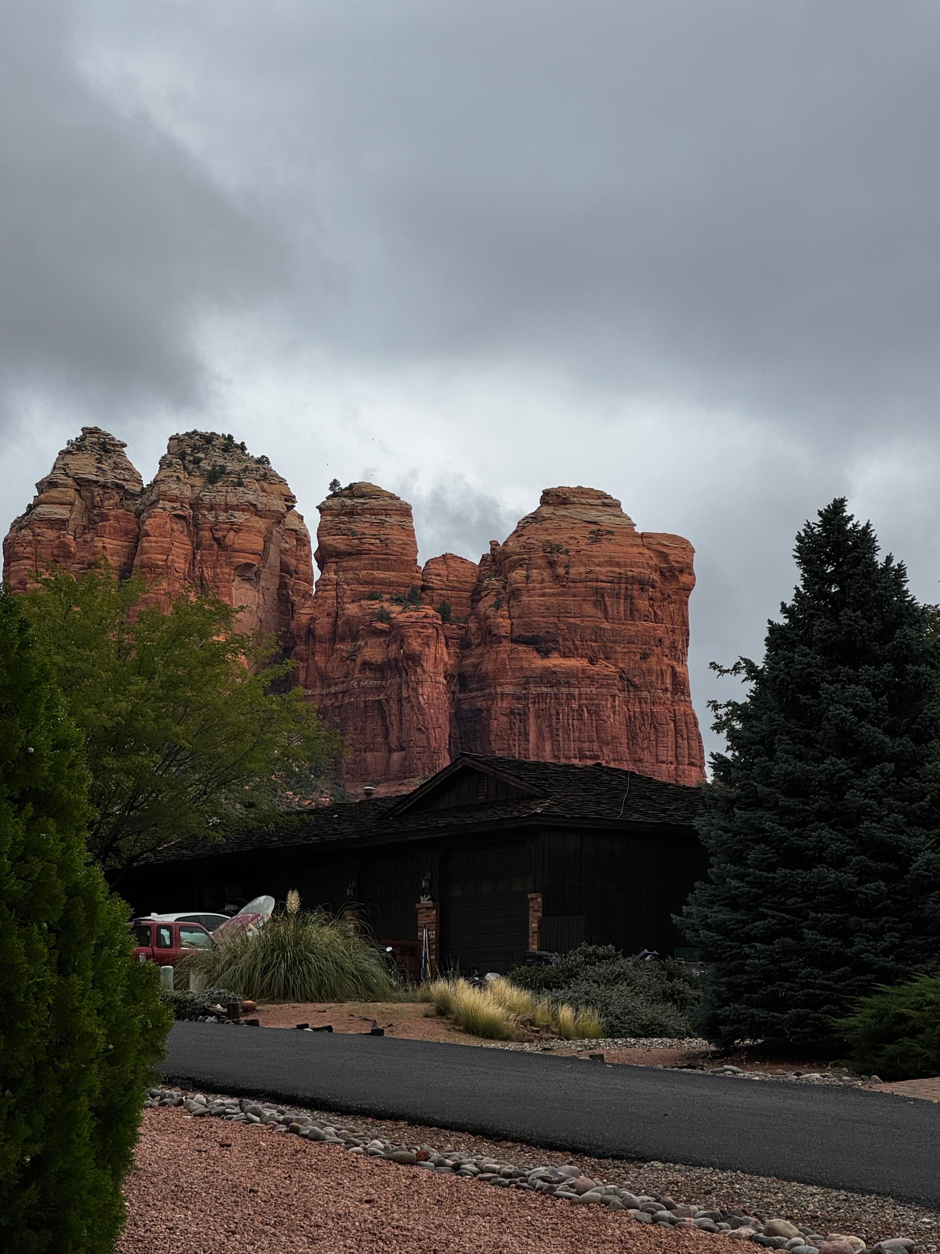 View of Coffee Pot rock from the neighborhood. A similar view is also visible from the house. 