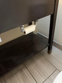 Only roll of toilet paper in the bathroom-this was the amount of toilet paper on the roll when we got into the room