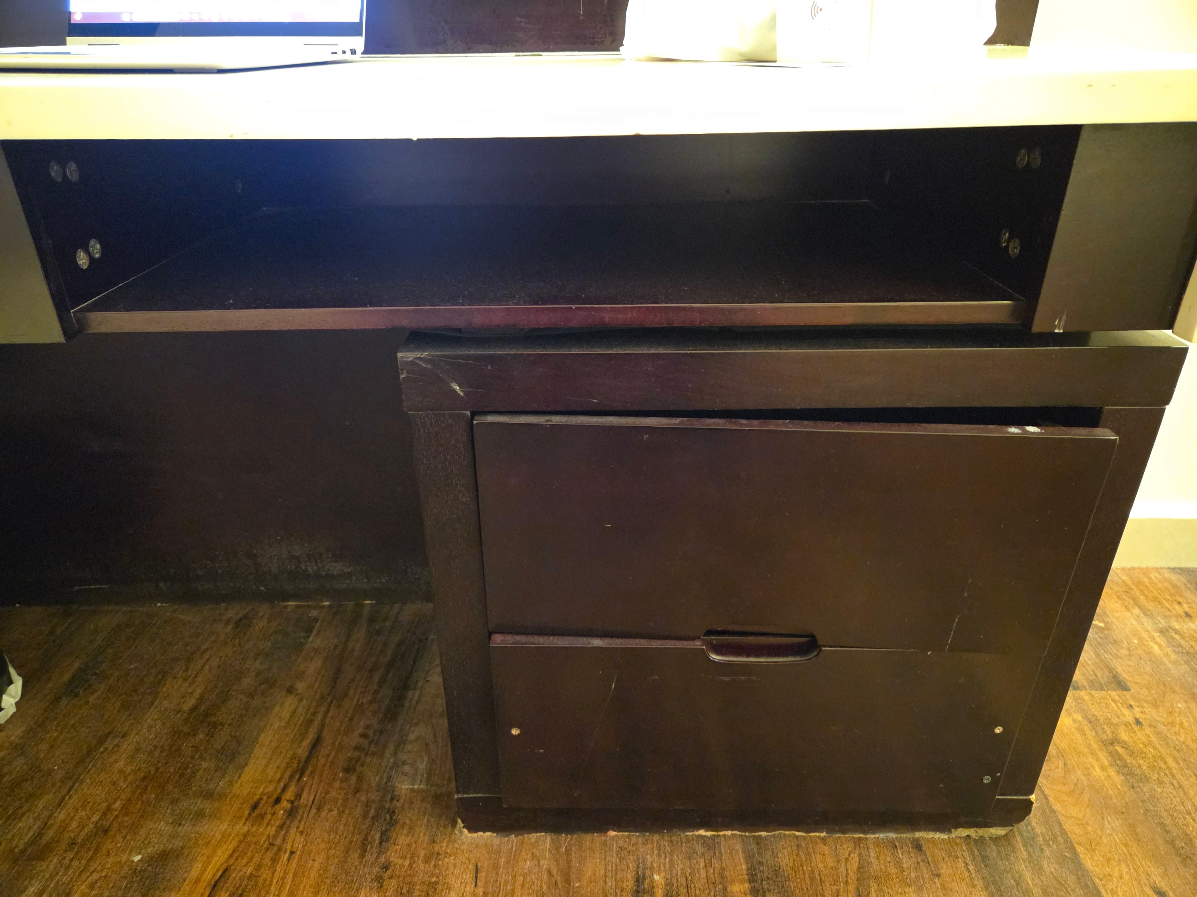 Missing drawer and broken drawers