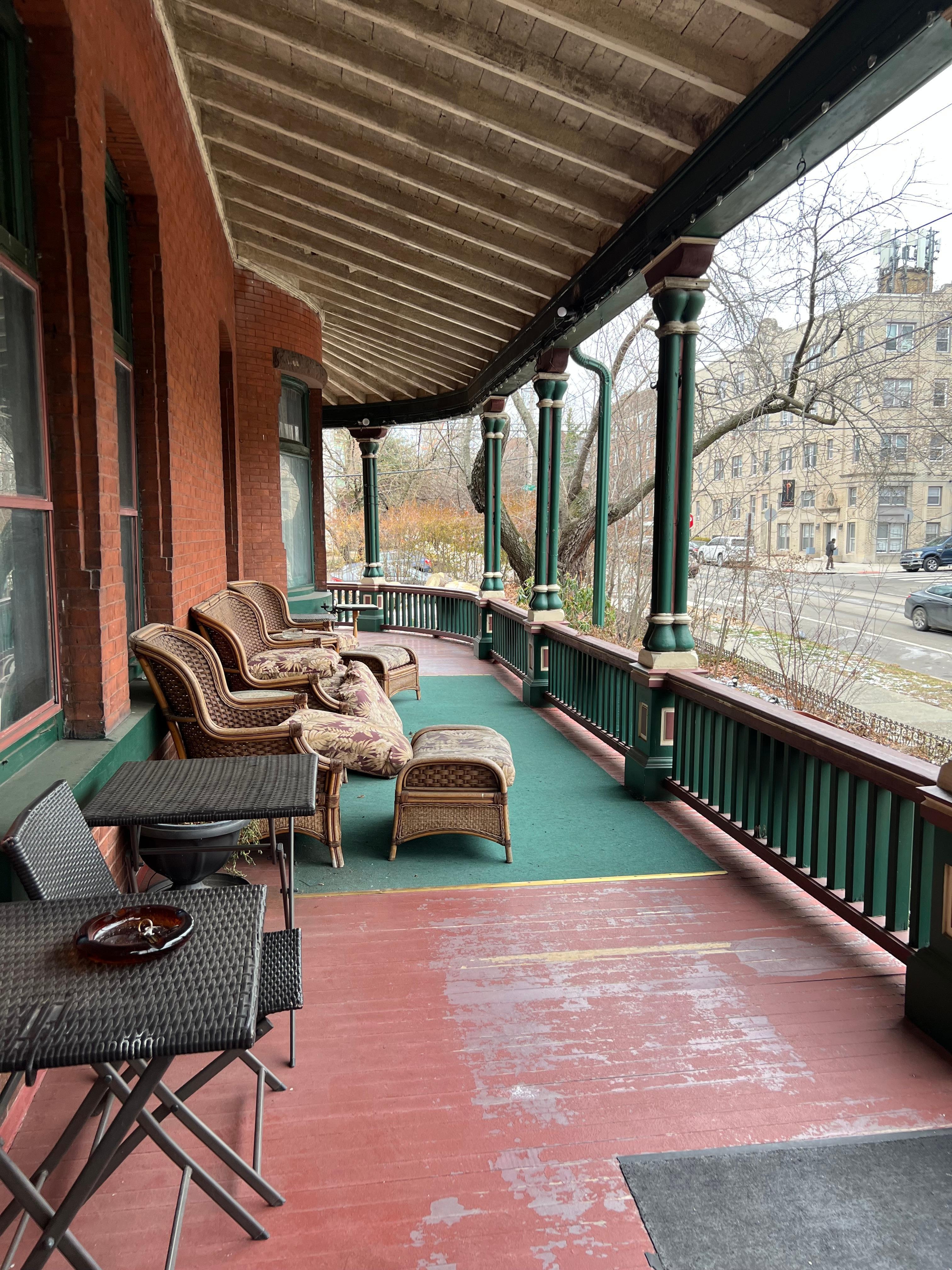 The wraparound porch