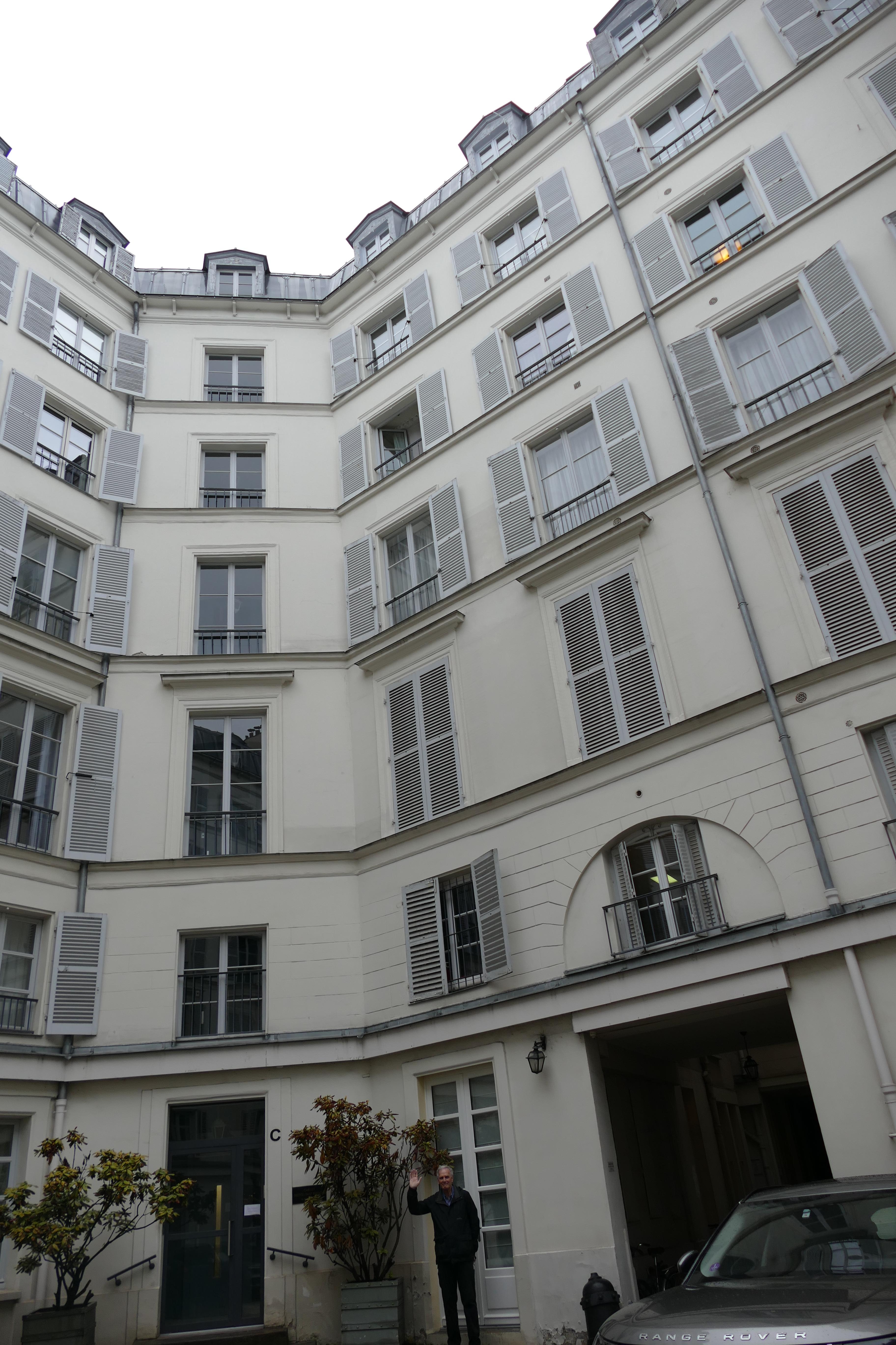 This is inside the court-yard, where the suite is, on ground level.   Since the big gate doors are closed and locked at night, it is quiet and safe inside the courtyard area.